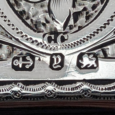1898 British antique sterling silver double door card case 83g Charles Chesterman